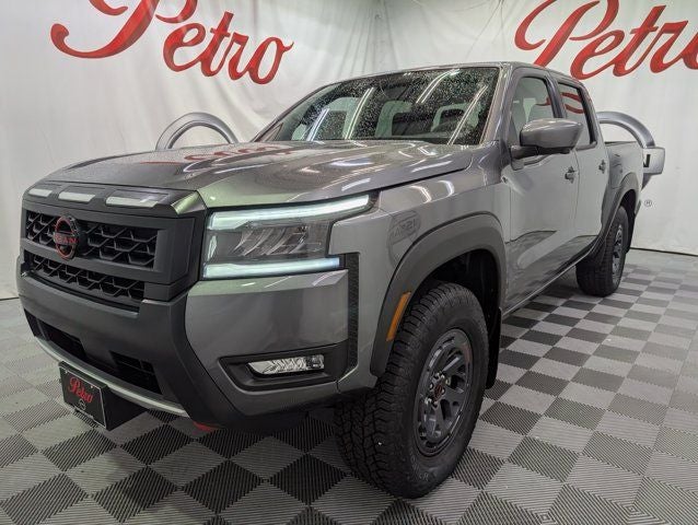 2026 Nissan Frontier PRO-4X in Gun Metallic — front three-quarter view